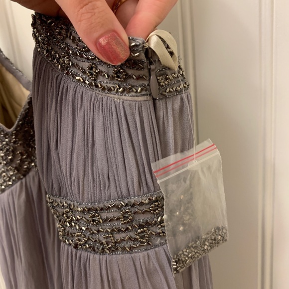 New Adrianna Papell Silk Beaded Cocktail Dress - Picture 5 of 8